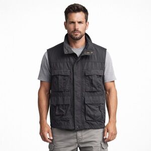 Travel Smith Men’s RFID vest nylon front zip 15 pockets Large durable anti-theft